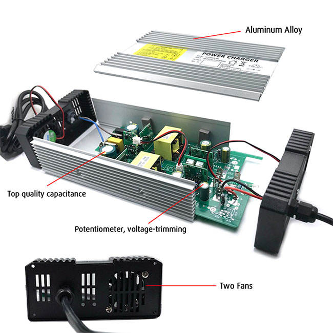 Chargeur de batterie au plomb-acide au lithium LiFePO4 60V 67,2V 71,4V 8A